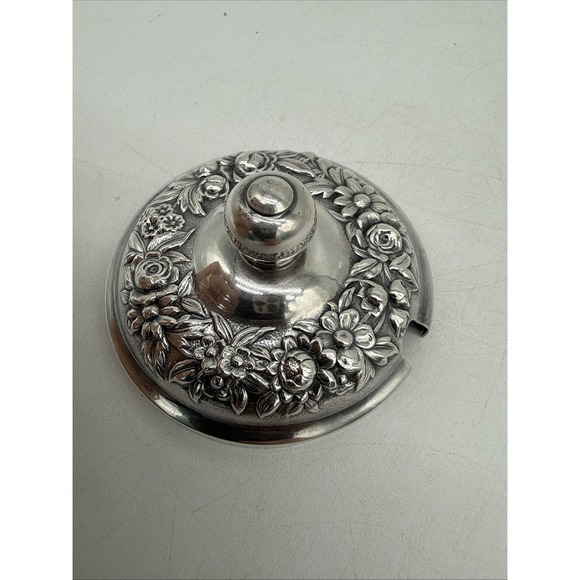 Vintage S Kirk & Son Repousse #20F Cut Glass Jam Jar Sterling Silver - Picture 7 of 7